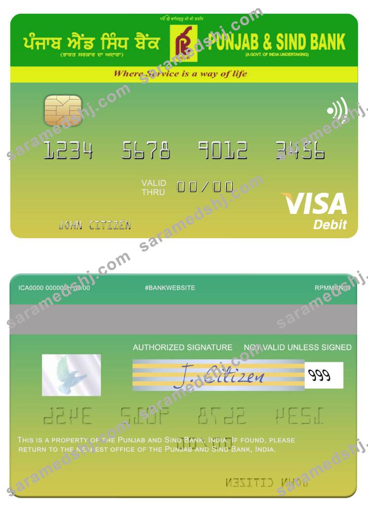 India Punjab and Sind Bank visa debit card